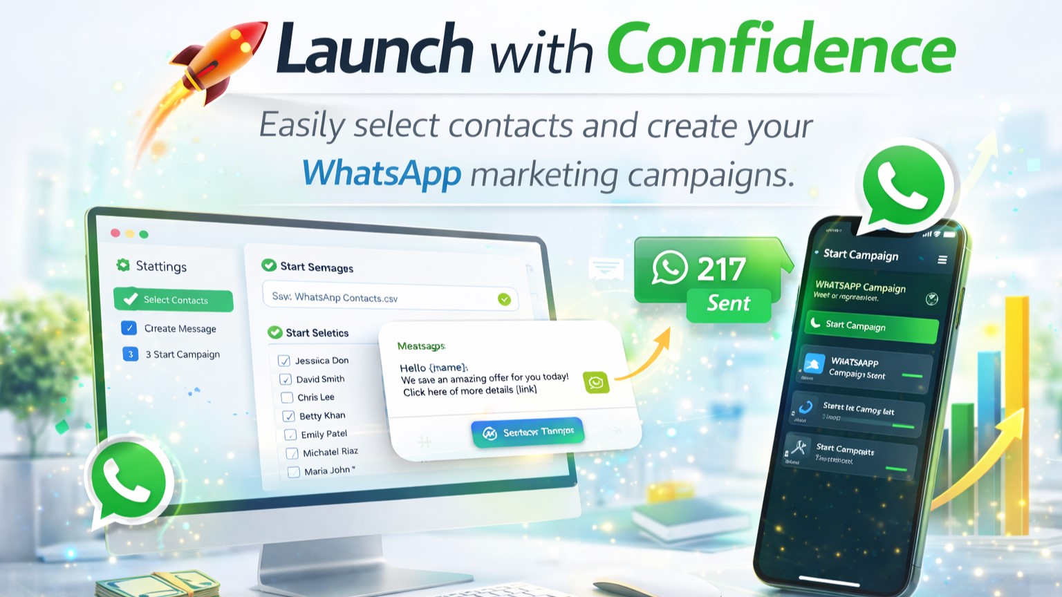 Create and launch WhatsApp campaigns with confidence
